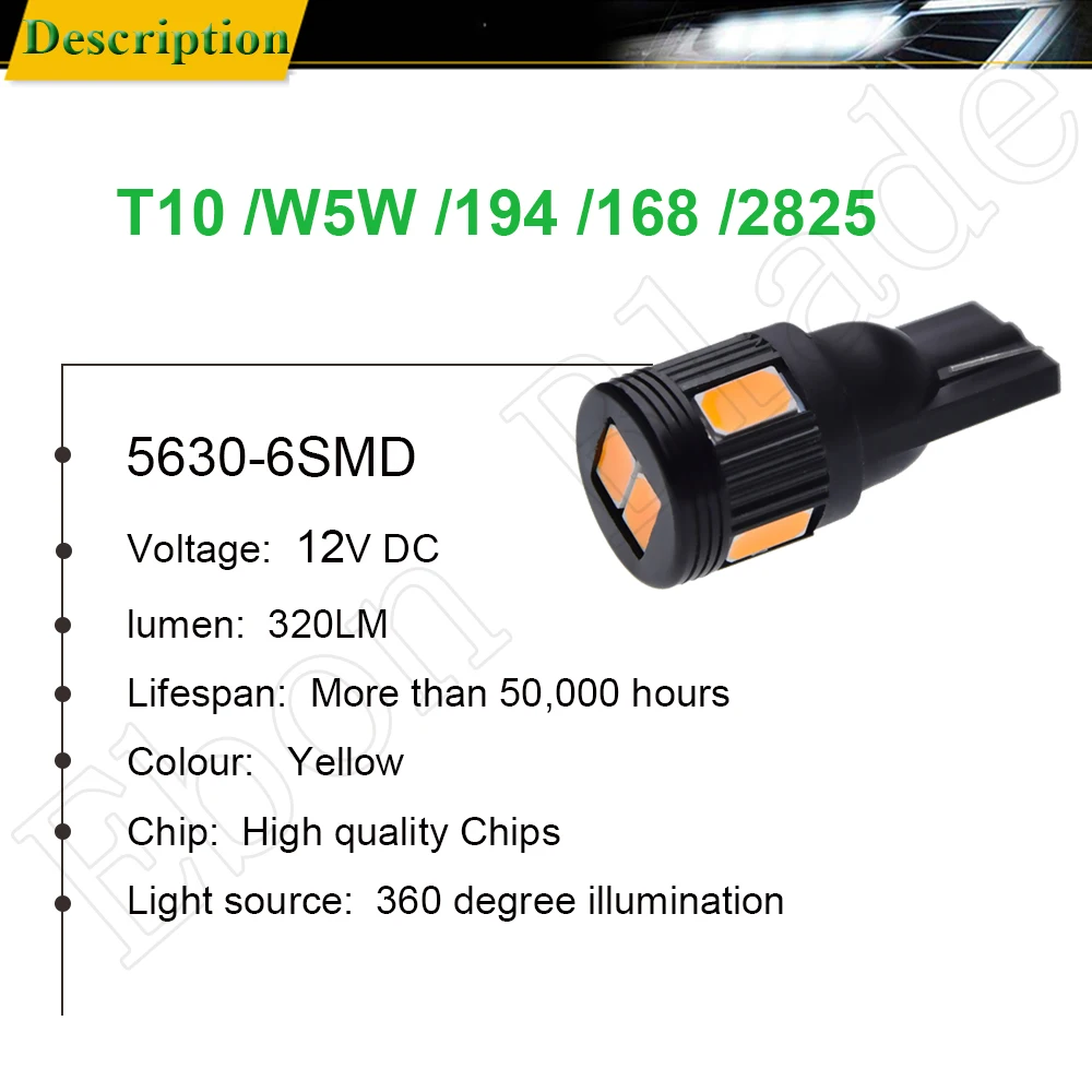 Автомобильный светодиодный светильник T10 W5W t 10 5w5 194 SMD для чтения интерьера