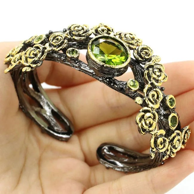Beautiful Green Peridot, White CZ Ladies Woman's 925 Black Gold Silver Earrings 42x24mm
Beautiful Green Peridot, White CZ Ladies Woman's 925 Black Gold Silver Earrings 42x24mm