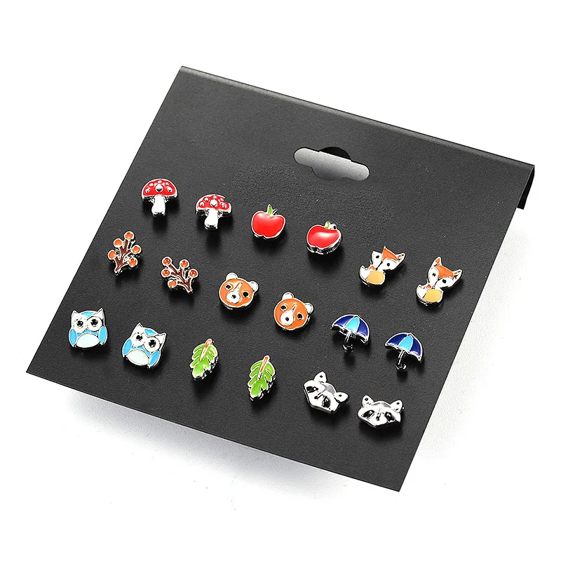 Sale Fashion 9 Pairs/Lot Cute Owl Kids Fox Stud Earrings Fruit Frog Earrings For Girls Bear Alloy Animal
Sale Fashion 9 Pairs/Lot Cute Owl Kids Fox Stud Earrings Fruit Frog Earrings For Girls Bear Alloy Animal