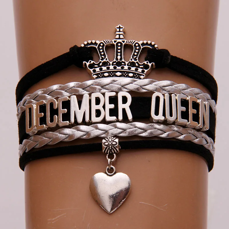 Infinity Love December Queen Bracelets Black Silver Braided 12 months Queen Bracelet & Bangles Crown Heart Charm Jewelry
Infinity Love December Queen Bracelets Black Silver Braided 12 months Queen Bracelet & Bangles Crown Heart Charm Jewelry