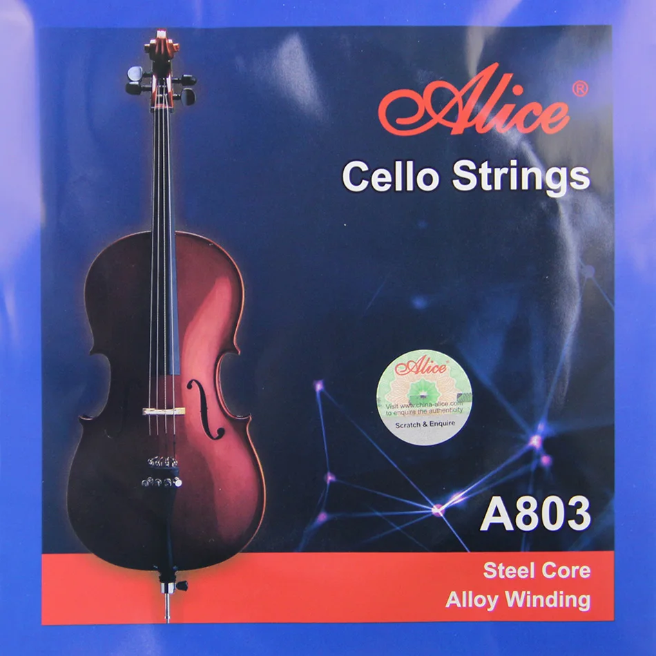 Alice A803 Cello Strings Steel Core Nickel Silver Wound Nickel Plated Ball End Alloy winding Suitable for 4/4 cellos
Alice A803 Cello Strings Steel Core Nickel Silver Wound Nickel Plated Ball End Alloy winding Suitable for 4/4 cellos