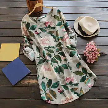 Mferlier Women Vintage Blouse O Neck Adjustable Long Sleeve Big Flower Print Spring Summer Cotton Linen Long Ladies Blouses
Mferlier Women Vintage Blouse O Neck Adjustable Long Sleeve Big Flower Print Spring Summer Cotton Linen Long Ladies Blouses