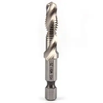 M8 HSS 1/4" Hex Shank Drill HSS Metric Screw Thread Tap Taper Drill Bits Power Tool Part Bits Metric Composite Tap Drills