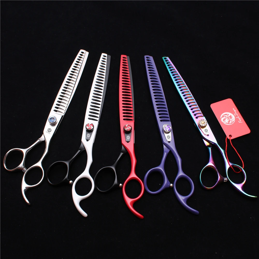 

8" 22cm Japan 440C Purple Dragon Grooming-for-dog Thinning Scissors Fish Bone Teeth Pro Pets Hair Clipping Shears Add Bag Z4004