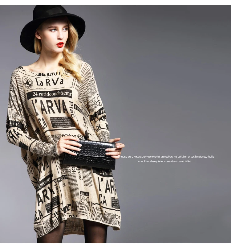 HCYO New Computer Knitted Spring Sweater Women Oversized Loose Sweater Woman Fashion Print Women Sweaters Slash Neck Pullovers (1)