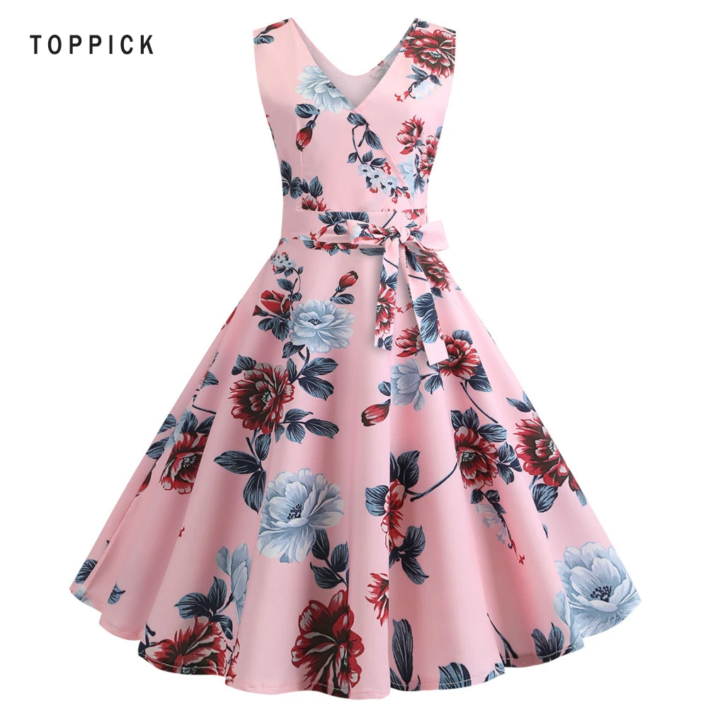 2019 Summer Pink Sleeveless Dress For Women Robe Femme Retro Big Swing Casual V-neck Bowknots Knee-Length Party Dresses Vestidos
2019 Summer Pink Sleeveless Dress For Women Robe Femme Retro Big Swing Casual V-neck Bowknots Knee-Length Party Dresses Vestidos
