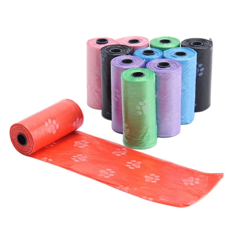 

10 rolls Degradable Pet Dog Waste Poop Bag With Paw Printing Doggy Bag Shit picking bags