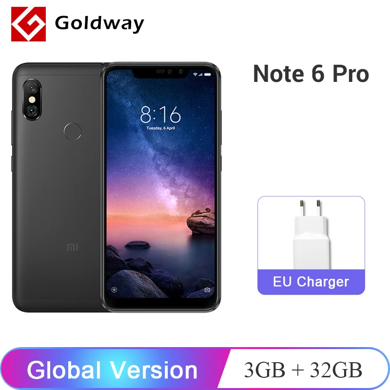New Global Version Xiaomi Redmi Note 6 Pro 3GB RAM 32GB ROM Mobile Phone Snapdragon 636 Octa Core 6.26" 19:9 Full Screen 4000mAh
New Global Version Xiaomi Redmi Note 6 Pro 3GB RAM 32GB ROM Mobile Phone Snapdragon 636 Octa Core 6.26" 19:9 Full Screen 4000mAh