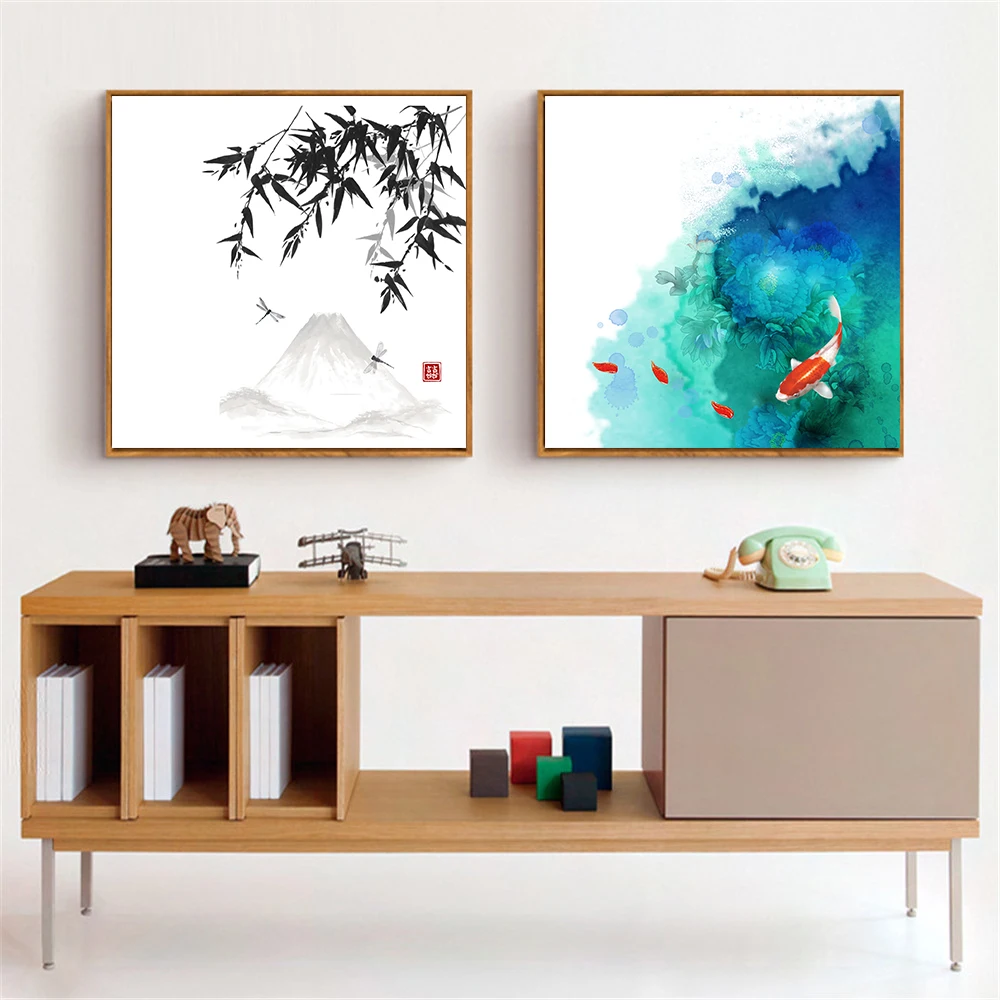 Hanging Wall Art Chinese Traditional Painting Watercolor Water Landscape Fish Mountain Bamboo Living Room Decoration Cuadros
Hanging Wall Art Chinese Traditional Painting Watercolor Water Landscape Fish Mountain Bamboo Living Room Decoration Cuadros