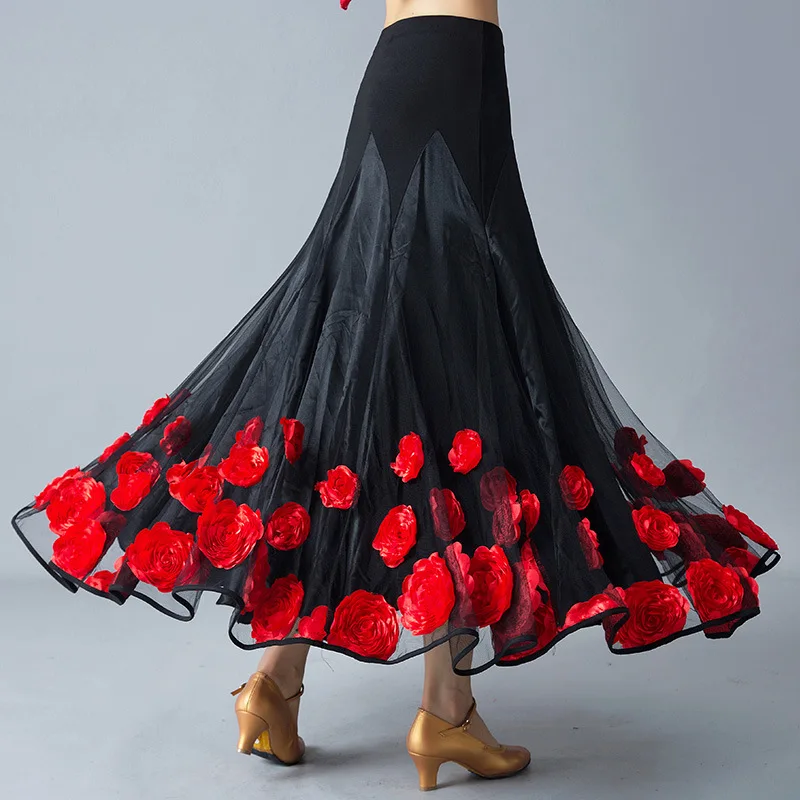 Ballroom Competition Dancing Skirt Double Fabric Flowers Long Swing Waltz Performance Skirt Dance Wear For Women
Ballroom Competition Dancing Skirt Double Fabric Flowers Long Swing Waltz Performance Skirt Dance Wear For Women