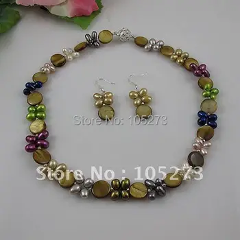 Wholesale Elegant jewelry set Brown shell fresh water pearl necklace earring Rhinestone magnet clasp free shipping A2075
Wholesale Elegant jewelry set Brown shell fresh water pearl necklace earring Rhinestone magnet clasp free shipping A2075