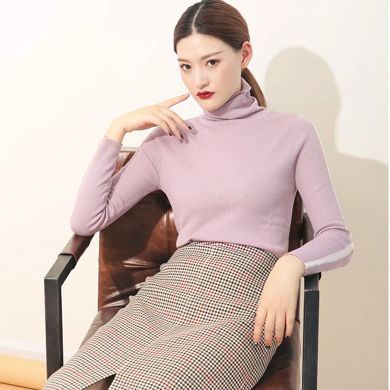 2018 Autumn and winter new arrival women's wool sweater turtleneck knitted bottoming sweater long sleeve contrast color sweater
2018 Autumn and winter new arrival women's wool sweater turtleneck knitted bottoming sweater long sleeve contrast color sweater