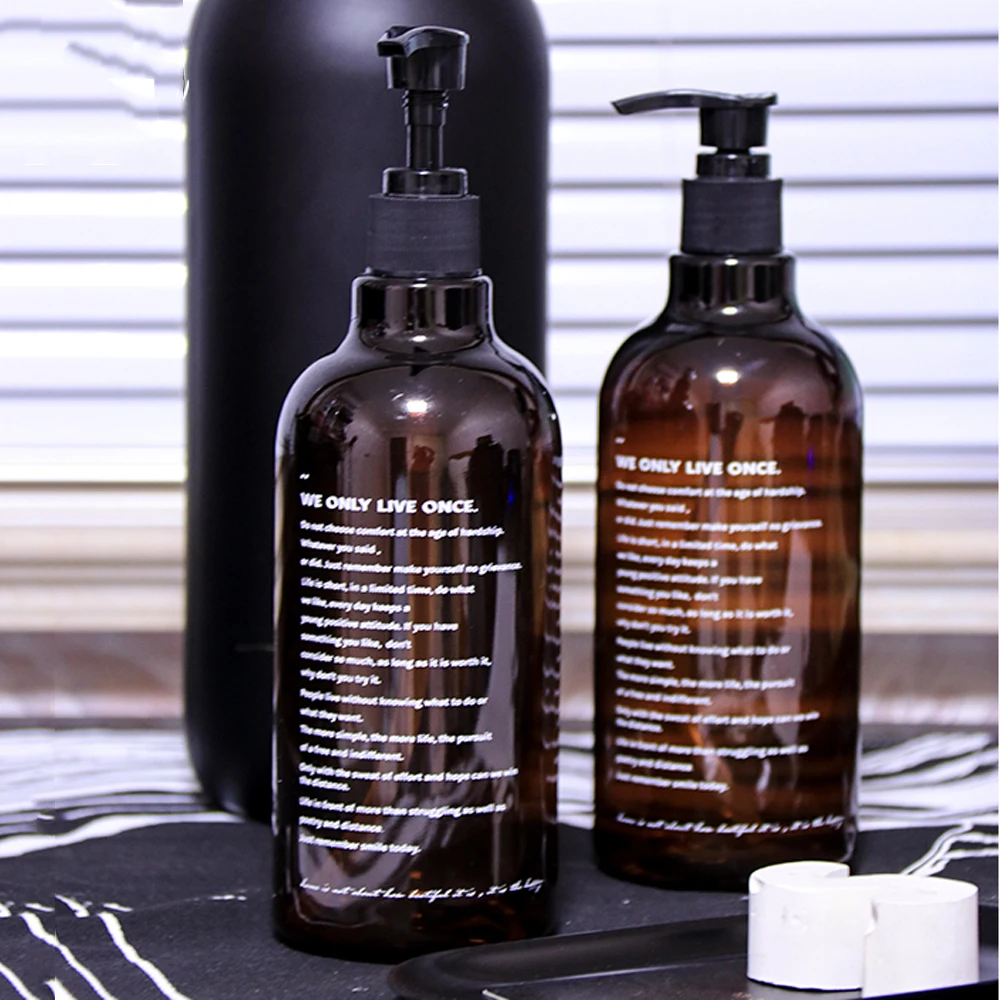 500ml Brown Plastic Storage Sub-bottle Scandinavian Printing Letter Bath Shampoo Storage Bottle Chic Liquid Lotion Bottle
500ml Brown Plastic Storage Sub-bottle Scandinavian Printing Letter Bath Shampoo Storage Bottle Chic Liquid Lotion Bottle