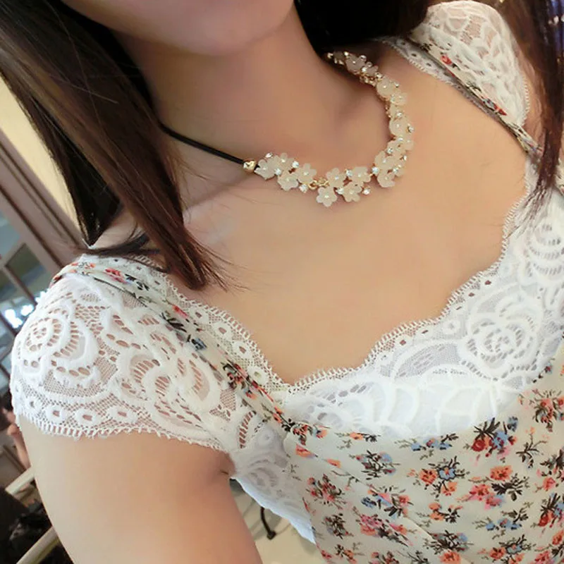 

2019 Summer Daisy Flower Bib Statement Pendant Chain Necklaces Jewelry Gifts luxury fashion women jewelry necklace @7