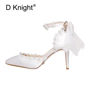 Woman Shoes Wedding Bridal White High Heel Platform Pointed Toe Lace Ankle Strap Bow Satin Lady Prom Evening Pumps Shoes Women
Woman Shoes Wedding Bridal White High Heel Platform Pointed Toe Lace Ankle Strap Bow Satin Lady Prom Evening Pumps Shoes Women