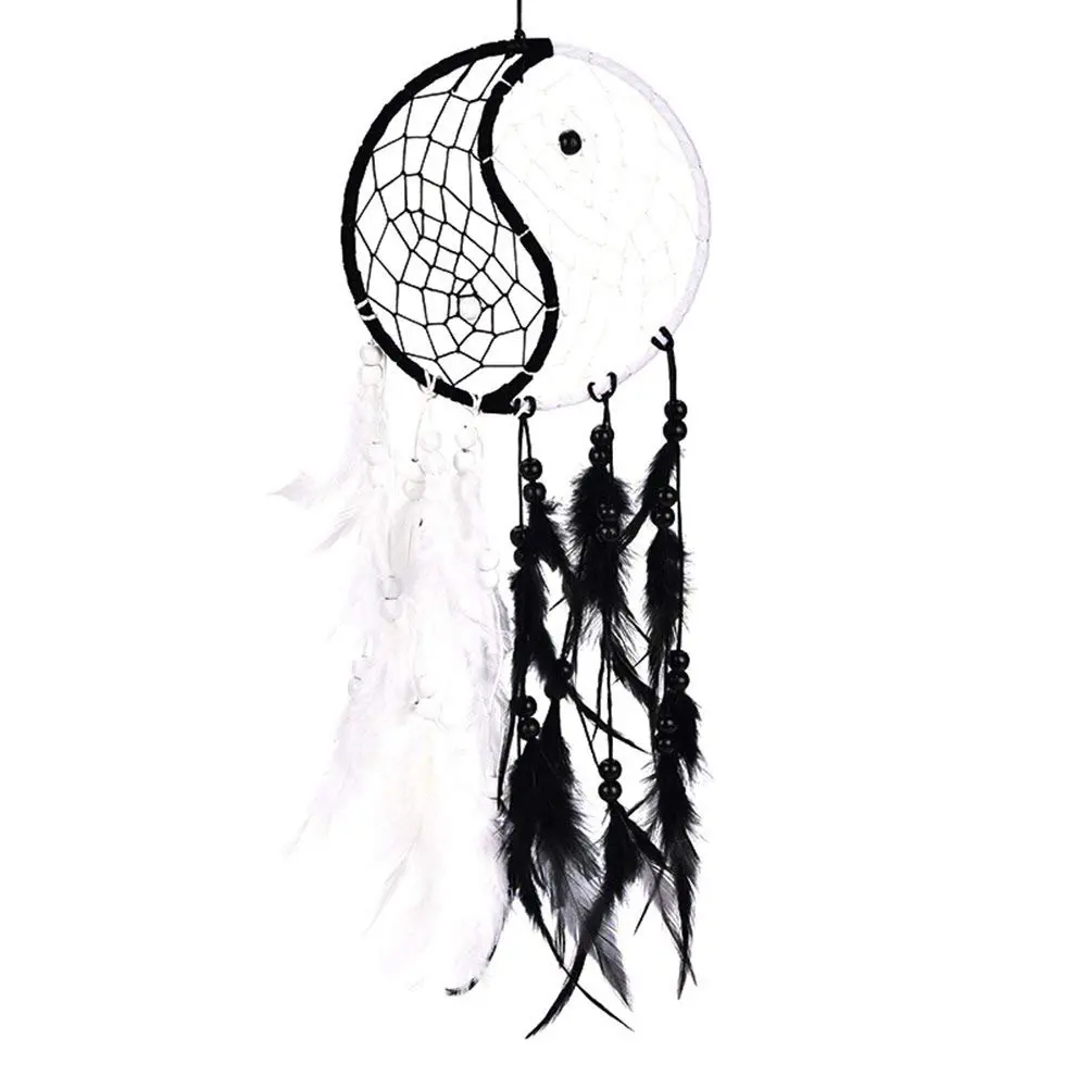 Handmade Yin Yang Dream Catcher Circular Net with Feathers Beads for Wall Car Hanging Decoration Ornament Craft Gift, Black an
Handmade Yin Yang Dream Catcher Circular Net with Feathers Beads for Wall Car Hanging Decoration Ornament Craft Gift, Black an