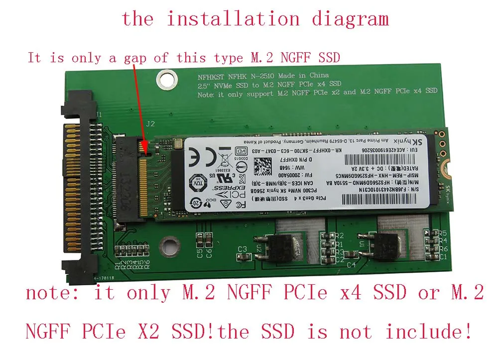 

2.5" NVMe to M.2 NGFF PCIe x4 SSD replace U.2 SFF-8639 Intel 750 series Intel DC P3500 P3700 series 2.5" NVMe SSD adapter card