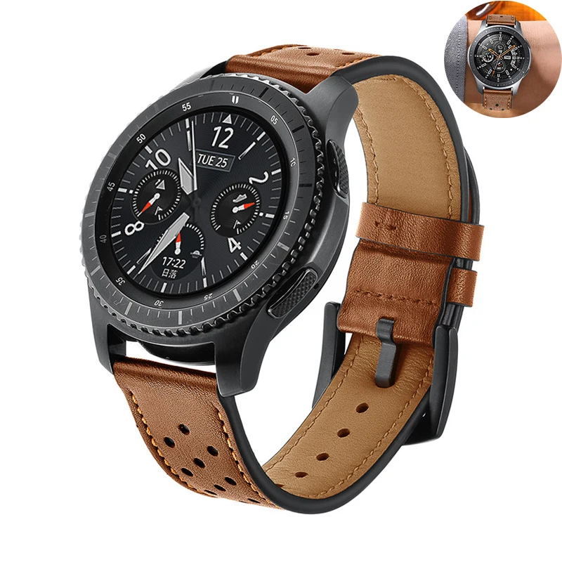 

22mm Genuine Leather strap for samsung galaxy watch 46mm S3 Frontier/Classic band huami amazfit huawei watch 3/Pro/2 classic GT