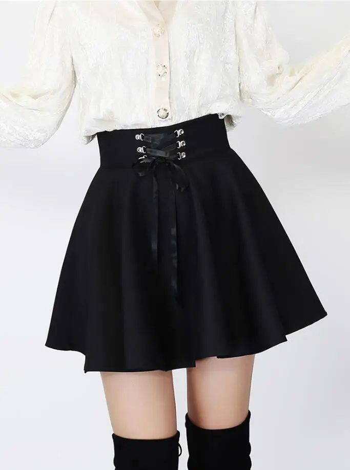 2019 Spring Summer Harajuku Punk Style Black and White High-waisted Lace-Up Sexy A-shaped pleated Charming Plus size Skirt Short
2019 Spring Summer Harajuku Punk Style Black and White High-waisted Lace-Up Sexy A-shaped pleated Charming Plus size Skirt Short