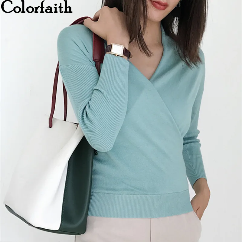 Colorfaith Women Pullover Sweater 2018 Knitting Autumn Winter Multi Colors Sexy V-Neck Elegant Bottoming Ladies Tops SW1018
Colorfaith Women Pullover Sweater 2018 Knitting Autumn Winter Multi Colors Sexy V-Neck Elegant Bottoming Ladies Tops SW1018