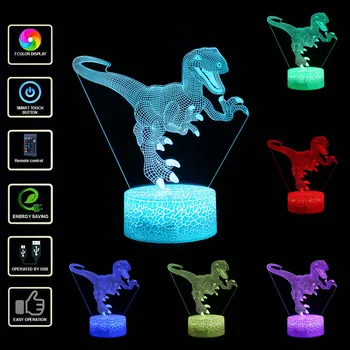 3D Lamp Dinosaur Creative Children Room 3D Visualization Night Light 7 LED Colors Changing Optical Illusion Night Light
3D Lamp Dinosaur Creative Children Room 3D Visualization Night Light 7 LED Colors Changing Optical Illusion Night Light