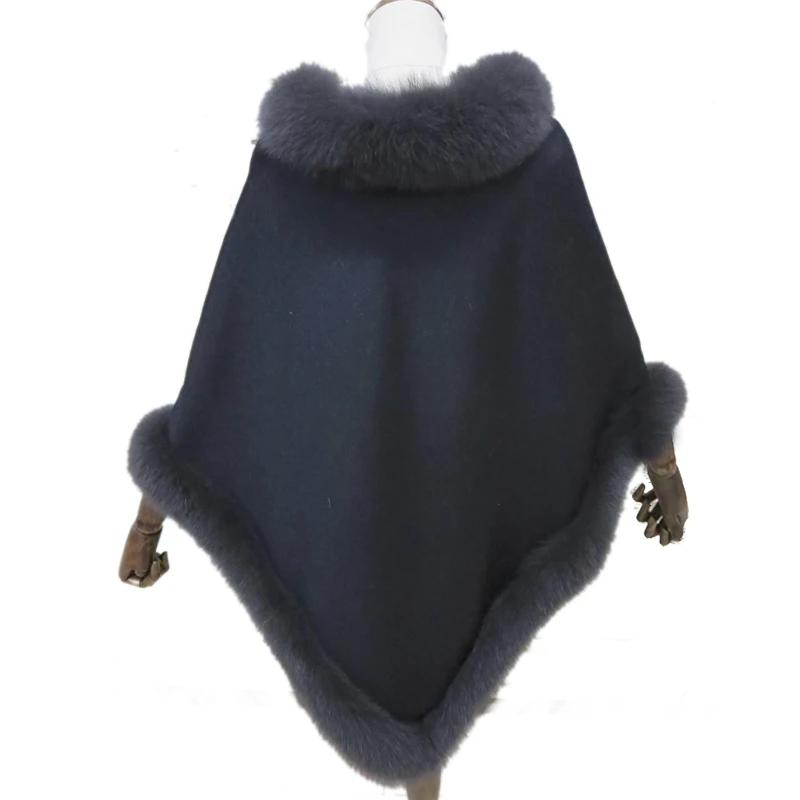 Lady's Genuine Real Cashmere Cape Coat Women Wool Fox Fur Poncho Female Winter Warm Shawl Gray
Lady's Genuine Real Cashmere Cape Coat Women Wool Fox Fur Poncho Female Winter Warm Shawl Gray