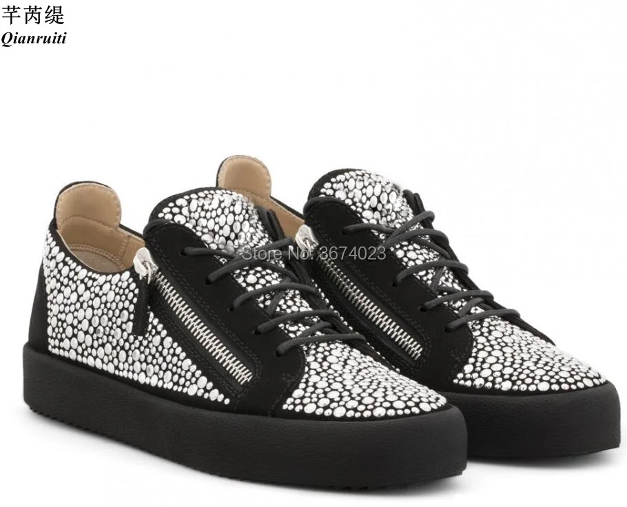 Qianruiti Mens Casual Sneakers Crystal Studs Rubber Flats Round Toe Rhinestone Shoes Low Top Casual Shoes Zapatos Hombre
Qianruiti Mens Casual Sneakers Crystal Studs Rubber Flats Round Toe Rhinestone Shoes Low Top Casual Shoes Zapatos Hombre