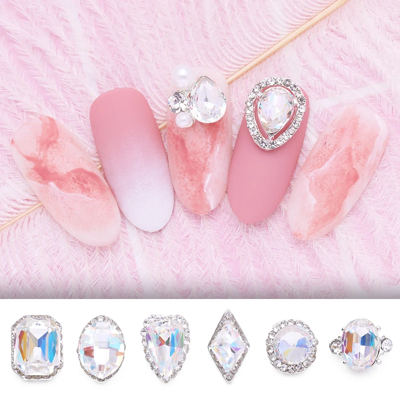 

Crystal 3D Nail Rhinestone Glass Gem Studs Water Drop Strass Nail Art Decorations Nail Charms DIY