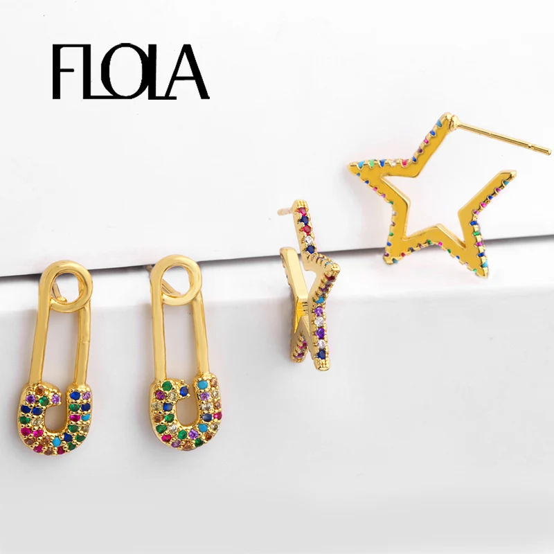 FLOLA Safety Pin Earrings Gold Punk Zircon Star Tiny Stud Earrings Aretes De Moda Accesories Woman Cheap Stud Earrings ersq31
FLOLA Safety Pin Earrings Gold Punk Zircon Star Tiny Stud Earrings Aretes De Moda Accesories Woman Cheap Stud Earrings ersq31