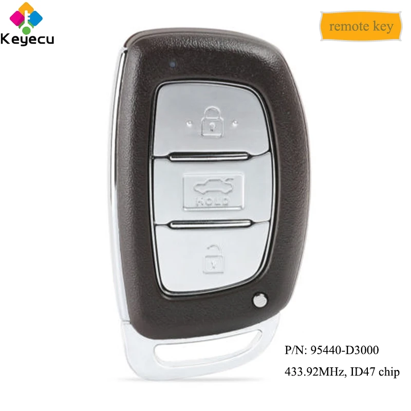 KEYECU Smart Prox Keyless Entry Remote Control Car Key With 3 Buttons & 433.92MHz & ID47 Chip - FOB for Hyundai Tucson 2015-2017
KEYECU Smart Prox Keyless Entry Remote Control Car Key With 3 Buttons & 433.92MHz & ID47 Chip - FOB for Hyundai Tucson 2015-2017