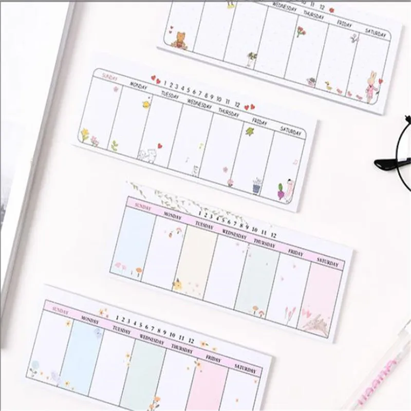 1pcs Weekly Planner Agenda Schedule Stationery Memo Pad Bookmarks Cute Sticky Notes Office School Supplies Stickers
1pcs Weekly Planner Agenda Schedule Stationery Memo Pad Bookmarks Cute Sticky Notes Office School Supplies Stickers