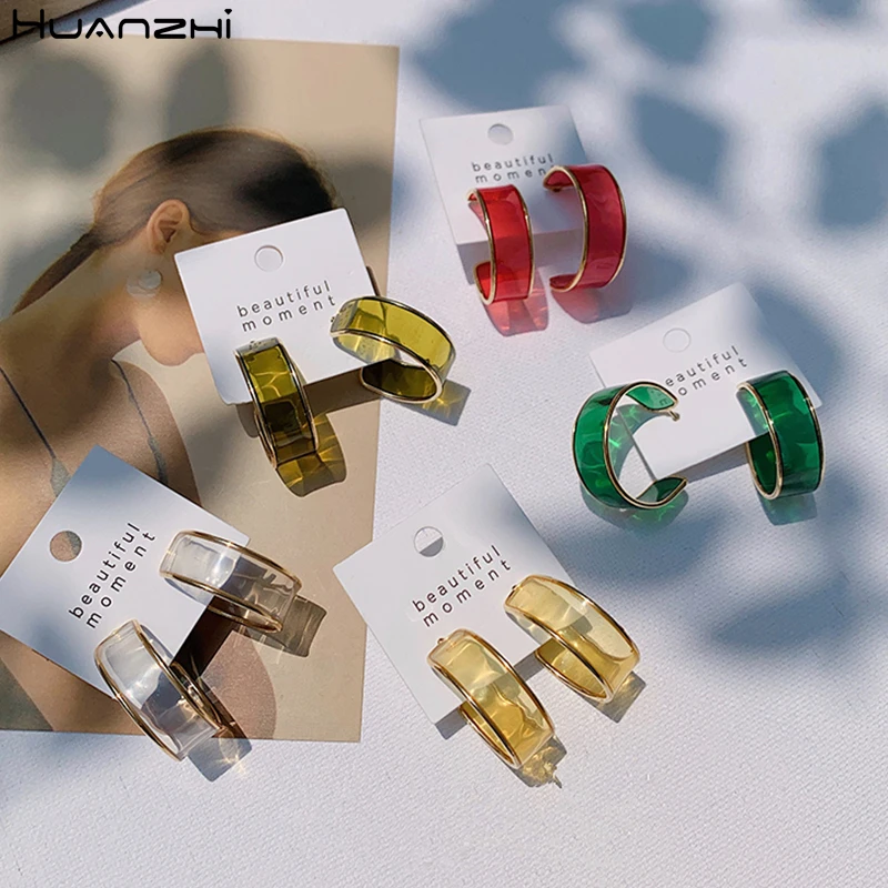 HUANZHI 2019 New Korean Japan Colorful Transparent Geometric Circle Curved Small Round Hoop Earrings for Women Girls Student
HUANZHI 2019 New Korean Japan Colorful Transparent Geometric Circle Curved Small Round Hoop Earrings for Women Girls Student