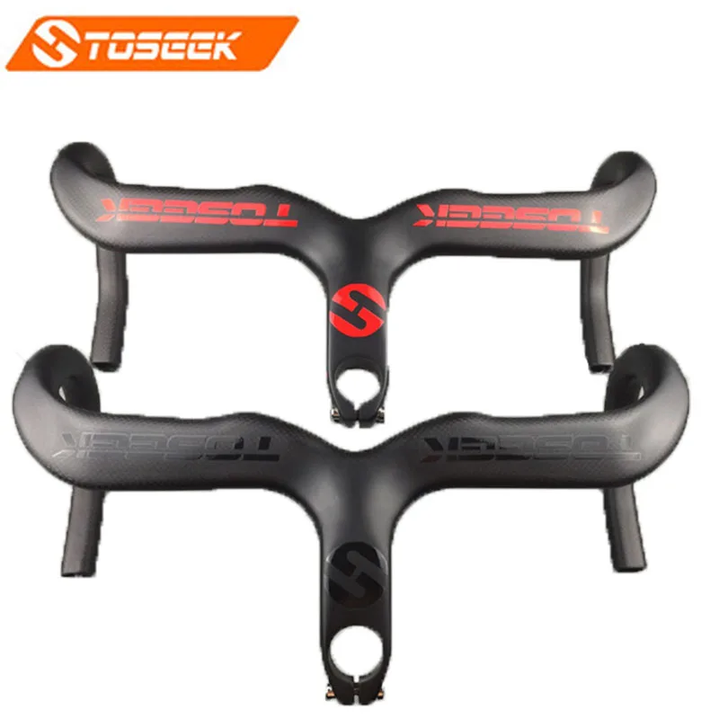 TOSEEK Black/Red T800 Matte Full Carbon Fiber Integrated Road Bicycle Handlebar Bike Handle Bent bars with stem 400/420/440mm
TOSEEK Black/Red T800 Matte Full Carbon Fiber Integrated Road Bicycle Handlebar Bike Handle Bent bars with stem 400/420/440mm