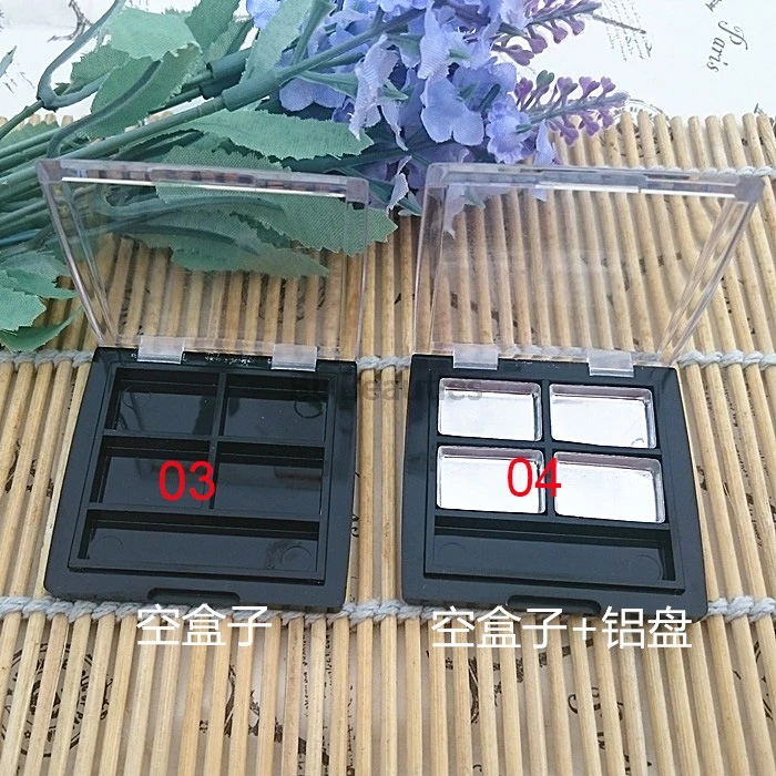 200pcs/lot Empty 4 Grids Eye Shadow Eyeshadow Firm Palette Case Makeup Tool Cosmetics DIY Box Case Black Eyeshadow Pallete
200pcs/lot Empty 4 Grids Eye Shadow Eyeshadow Firm Palette Case Makeup Tool Cosmetics DIY Box Case Black Eyeshadow Pallete