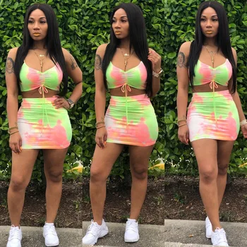 Fashion Sexy Dye Print V Neck Short Sleeve Strapless Strap Bandage Crop Top With Mini Dress Women Bodycon Dress Set
Fashion Sexy Dye Print V Neck Short Sleeve Strapless Strap Bandage Crop Top With Mini Dress Women Bodycon Dress Set