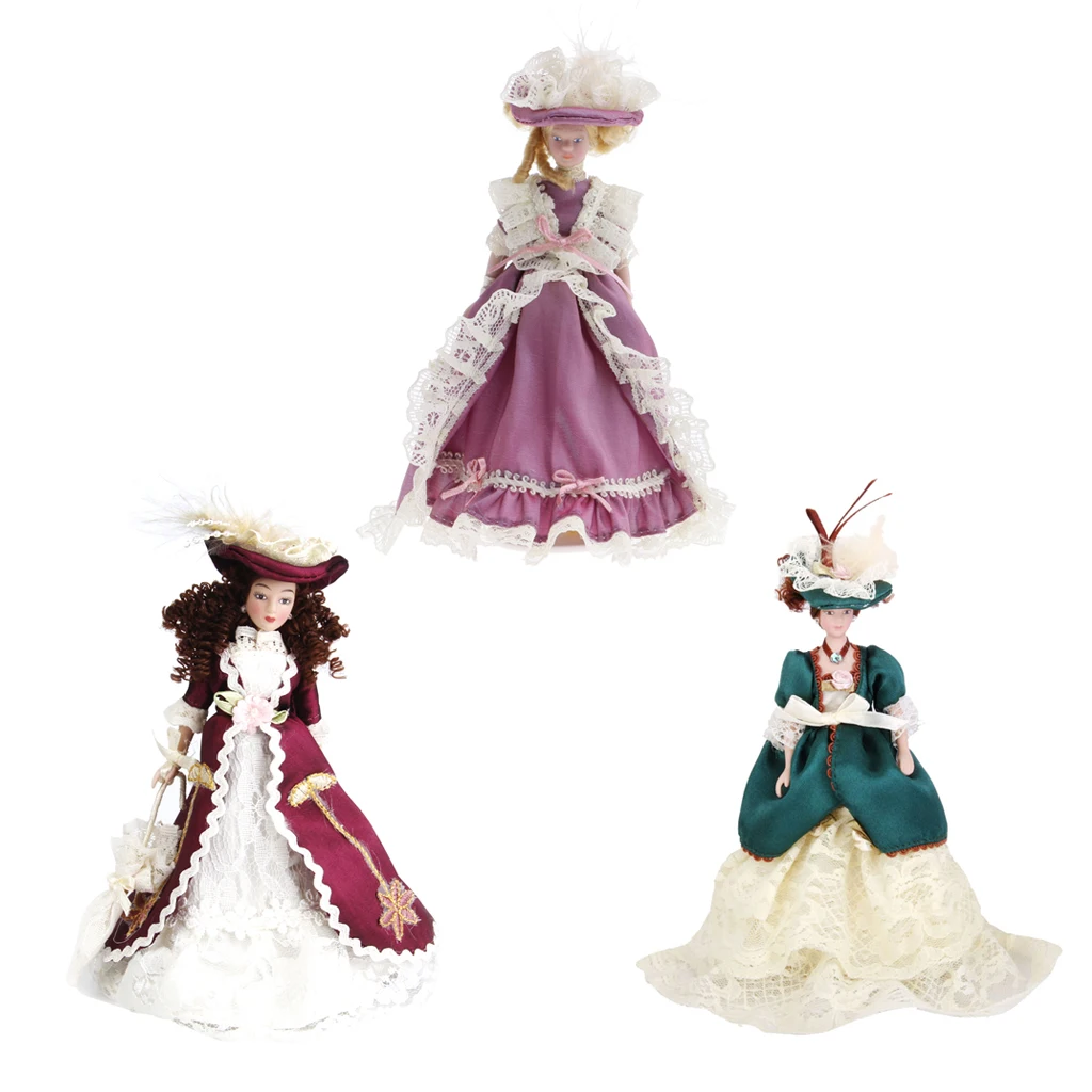 3 Set 1/12 Dollhouse Miniature Porcelain Dolls Classical Victorian Lady with Hat Room People Figures Life Scenes Accessories
3 Set 1/12 Dollhouse Miniature Porcelain Dolls Classical Victorian Lady with Hat Room People Figures Life Scenes Accessories