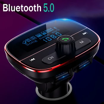 

JINSERTA 2020 Power ON OFF Bluetooth 5.0 FM Transmitter Modulator Handsfree Car Kit AUX U Disk TF Card MP3 Music Player