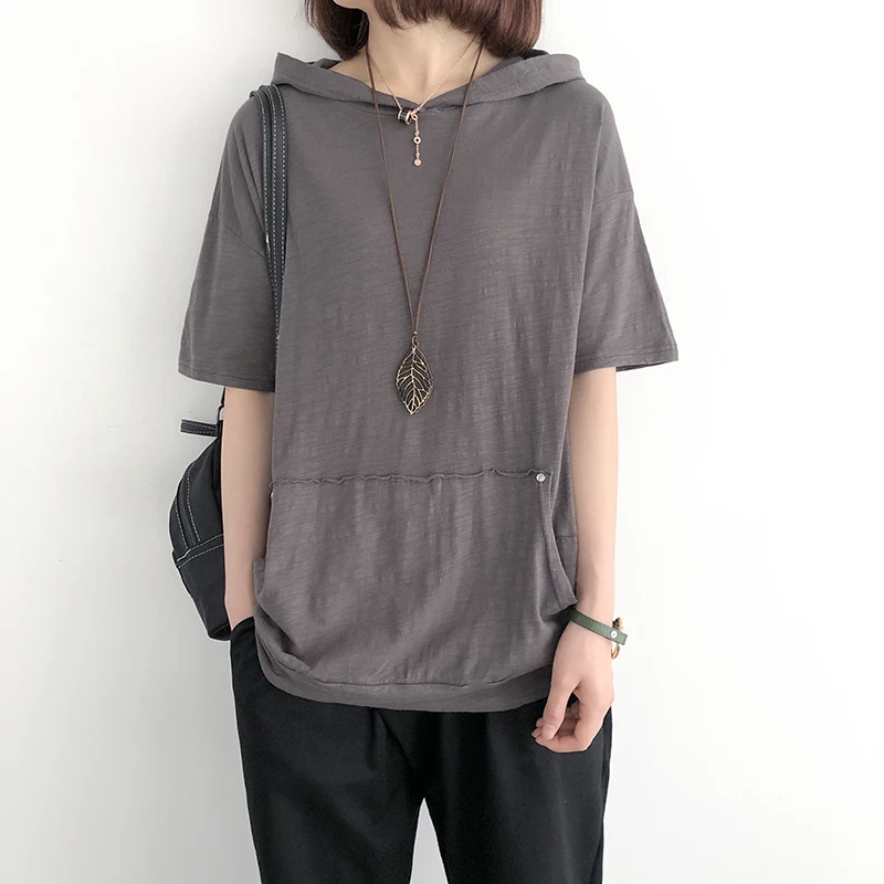 Casual Women Hooded Bamboo Cotton Top 2019 Summer Solid Color Short Sleeves Fashion Loose Female Blouse YoYiKamomo
Casual Women Hooded Bamboo Cotton Top 2019 Summer Solid Color Short Sleeves Fashion Loose Female Blouse YoYiKamomo