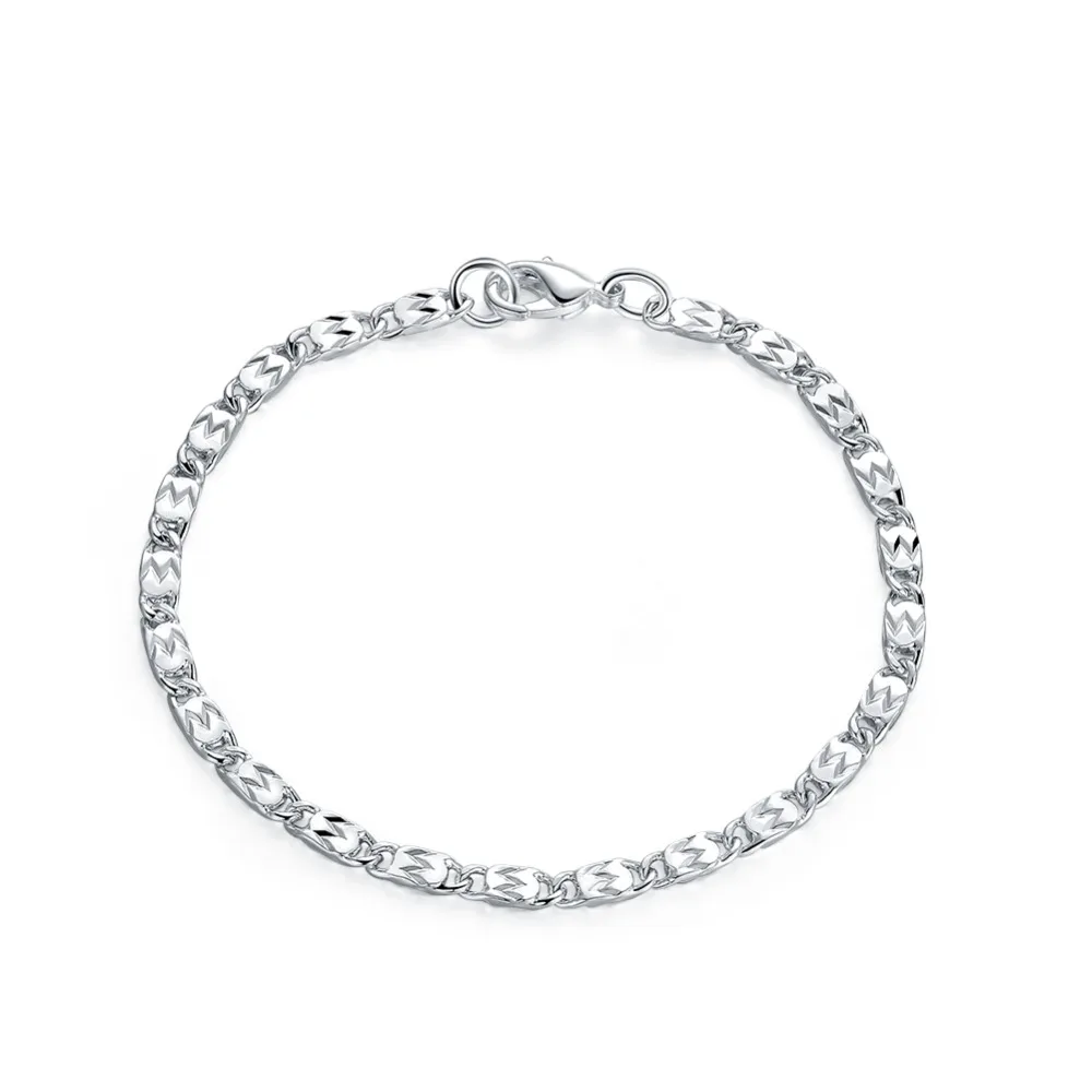 8'' Link Chain Classic Style Flat bracelet wide 3mm 925 sterling silver bracelet & bangles women fashion jewelry gift bags H568
8'' Link Chain Classic Style Flat bracelet wide 3mm 925 sterling silver bracelet & bangles women fashion jewelry gift bags H568