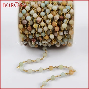 BOROSA 5Meters Gold Color Or Silver Color 6mm Natural Amazon Stone Scrubs Bead Chain Rosary Chain Jewelry Findings JT225
BOROSA 5Meters Gold Color Or Silver Color 6mm Natural Amazon Stone Scrubs Bead Chain Rosary Chain Jewelry Findings JT225