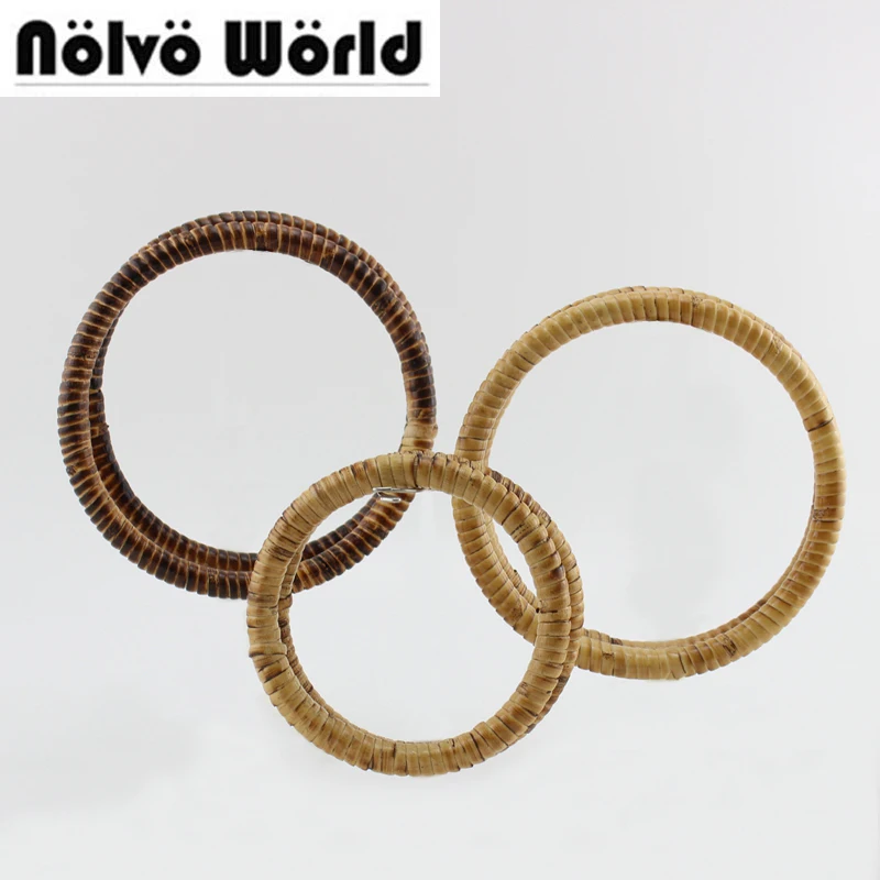 

25 pairs=50 pieces,Accept Mix 11cm 15cm natural rattan woven round handles,women handbag purse handicraft weave rattan handle