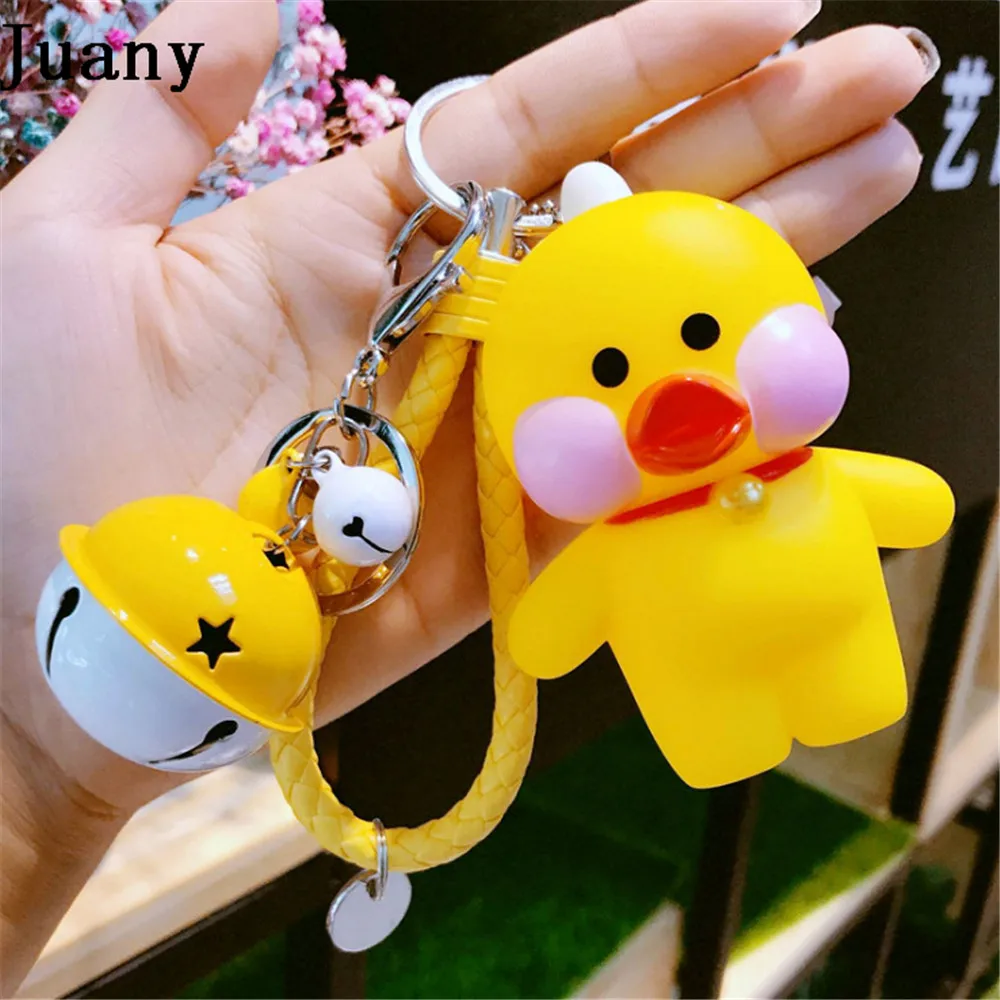Juany duck key chain key ring pom gift for women girl bag pendant charm key ring 12