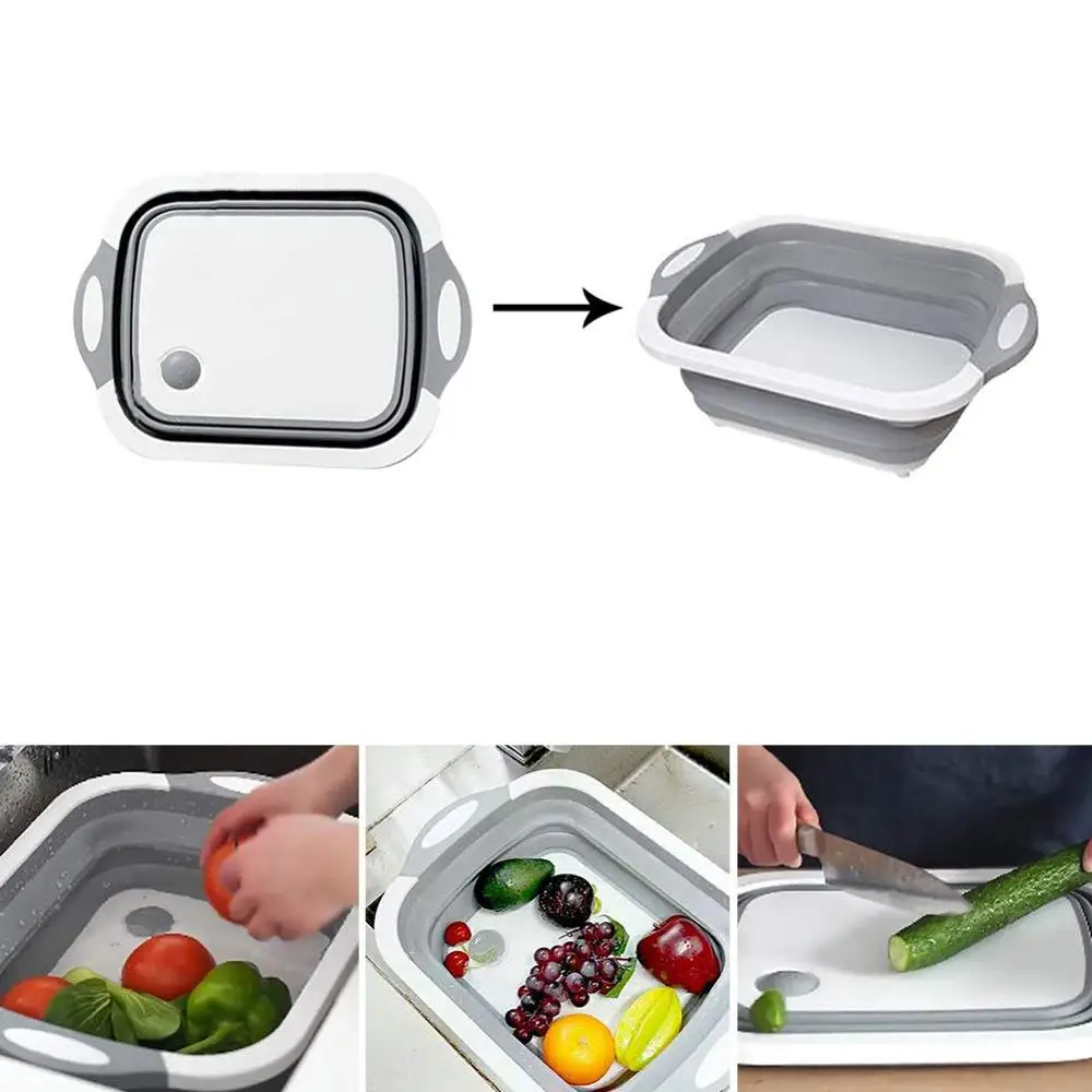 Collapsible Silicone Cutting Board With Storage Dish Tub Colander Multifunctional Kitchen Gadget Chopping board
Collapsible Silicone Cutting Board With Storage Dish Tub Colander Multifunctional Kitchen Gadget Chopping board