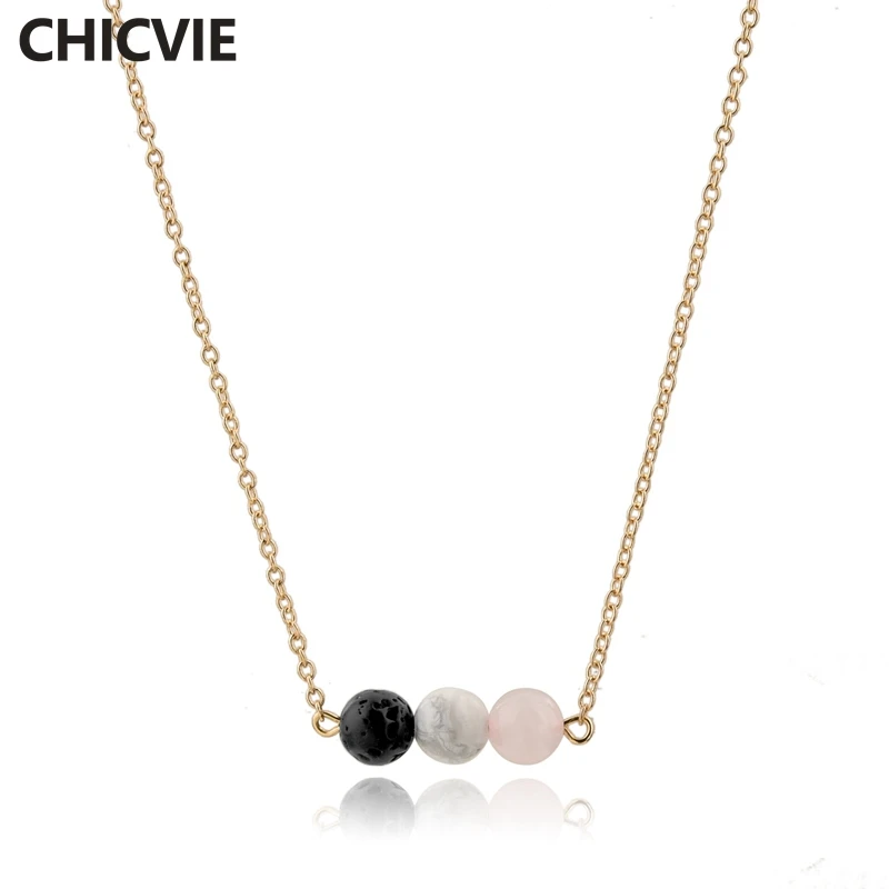CHICVIE New Gold & Silver Fashionable Clip Beads Chain Necklace Three Lava Stone Beads Choker Charm Statement Necklace SNE180026
CHICVIE New Gold & Silver Fashionable Clip Beads Chain Necklace Three Lava Stone Beads Choker Charm Statement Necklace SNE180026