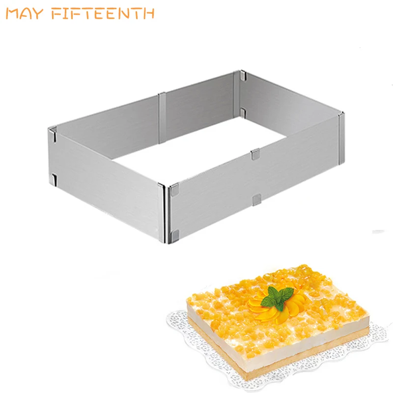 Baking Pastry Tools Adjustable Square Cake Ring Mold 3D Stainless Steel Mousse Ring Bake Mould 004
Baking Pastry Tools Adjustable Square Cake Ring Mold 3D Stainless Steel Mousse Ring Bake Mould 004