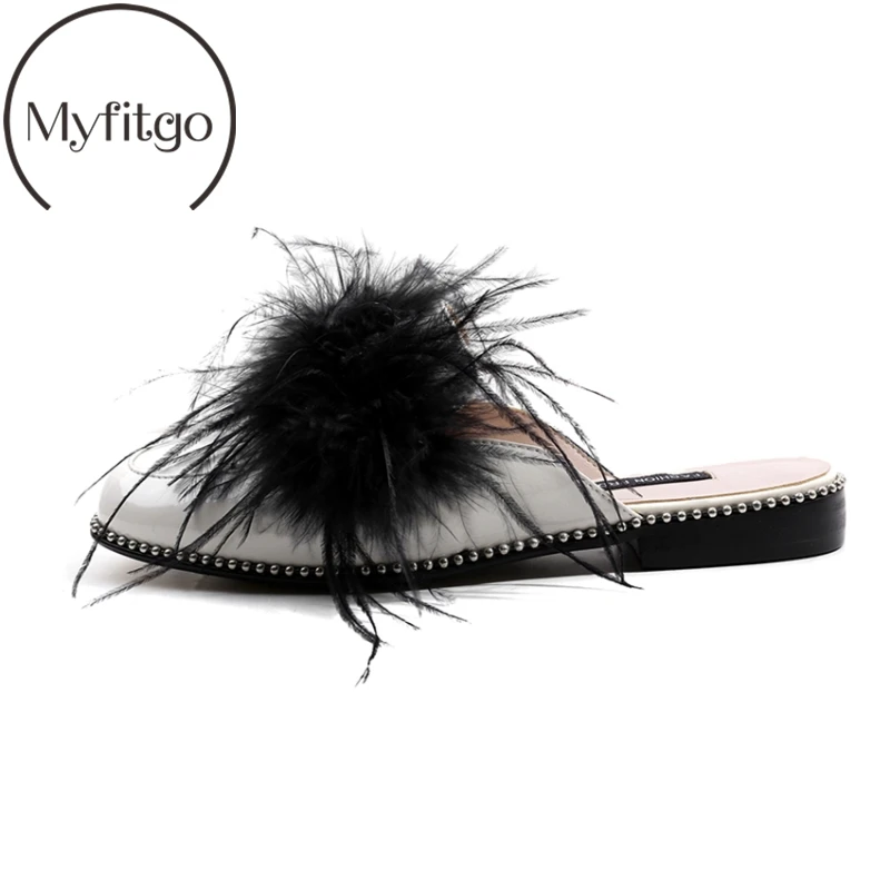 Myfitgo 2019 Fashion Brand Women Bead Flat Shoes Fur Female Slippers Peacock Feathers Slip on Mules Rivets Studs Ladies Shoes
Myfitgo 2019 Fashion Brand Women Bead Flat Shoes Fur Female Slippers Peacock Feathers Slip on Mules Rivets Studs Ladies Shoes