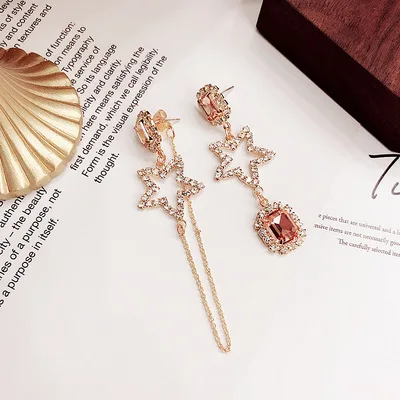 S925 Silver Needle Asymmetric Crystal Earrings Pentagram Temperament Long Personality Earrings
S925 Silver Needle Asymmetric Crystal Earrings Pentagram Temperament Long Personality Earrings