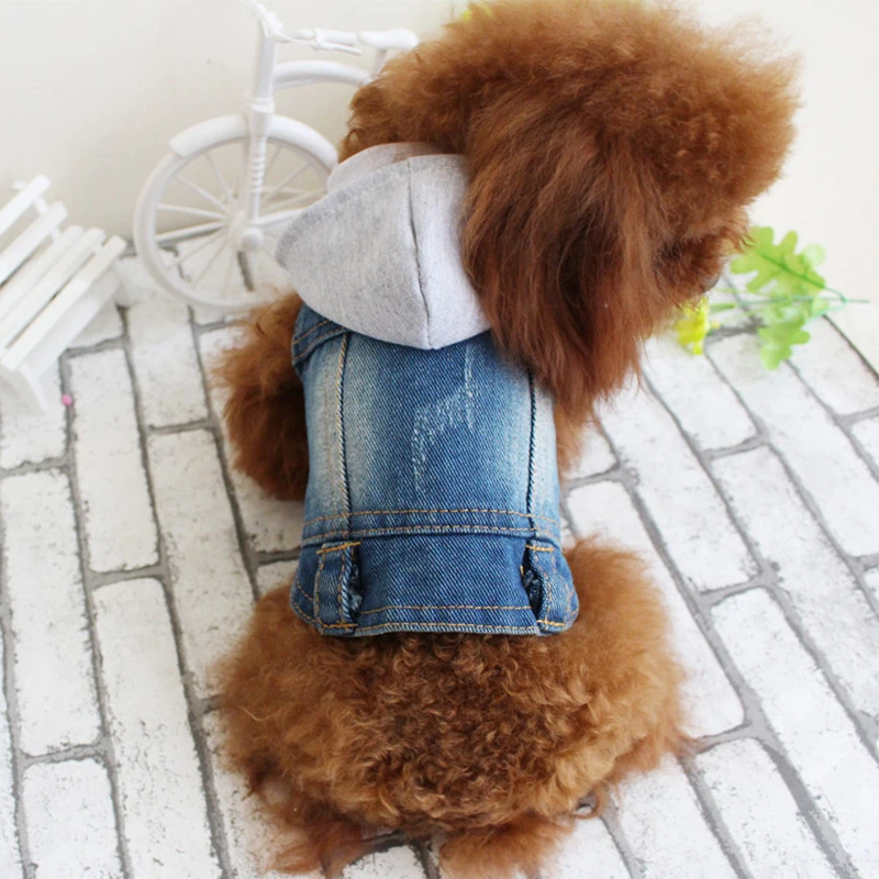 Фото Summer Jeans Puppy Dog Cat Clothes for Small Dogs Chihuahua Yorkies Clothing Denim Hooded Coat Jacket Pets Hoodies | Дом и сад