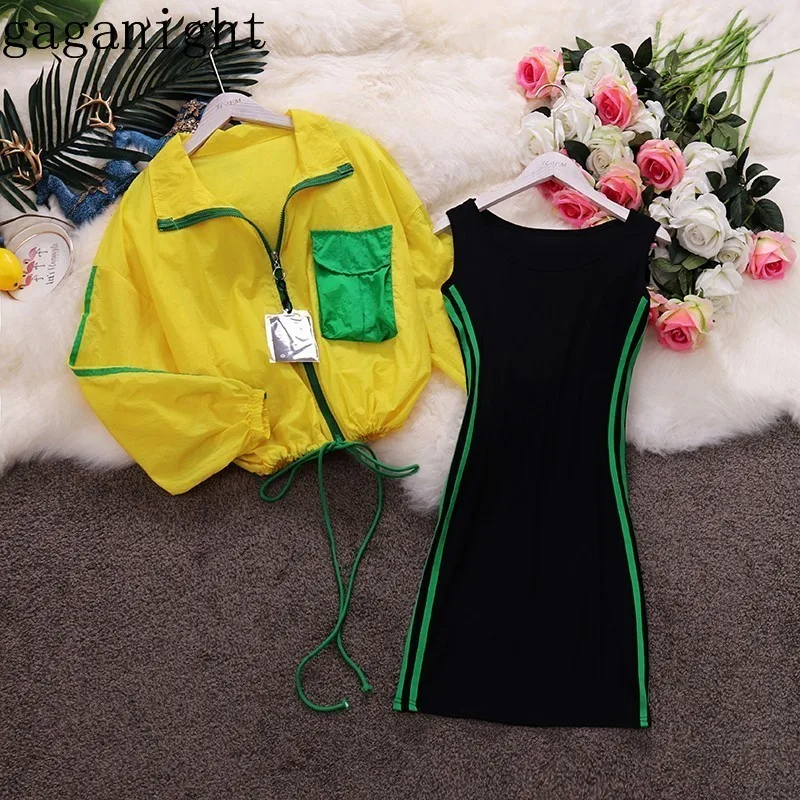 Gaganight Summer Women Tow Pieces Set Long Sleeves Zipper Drawstring Thin Hoodie Coat Jacket Sport Side Striped Dress Tracksuit
Gaganight Summer Women Tow Pieces Set Long Sleeves Zipper Drawstring Thin Hoodie Coat Jacket Sport Side Striped Dress Tracksuit