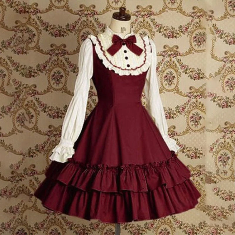2019 School Style Dress Women Medieval Retro Maid Wear Stage Bow-knot Full Sleeve Ruffles A Line Girl's Dress
2019 School Style Dress Women Medieval Retro Maid Wear Stage Bow-knot Full Sleeve Ruffles A Line Girl's Dress